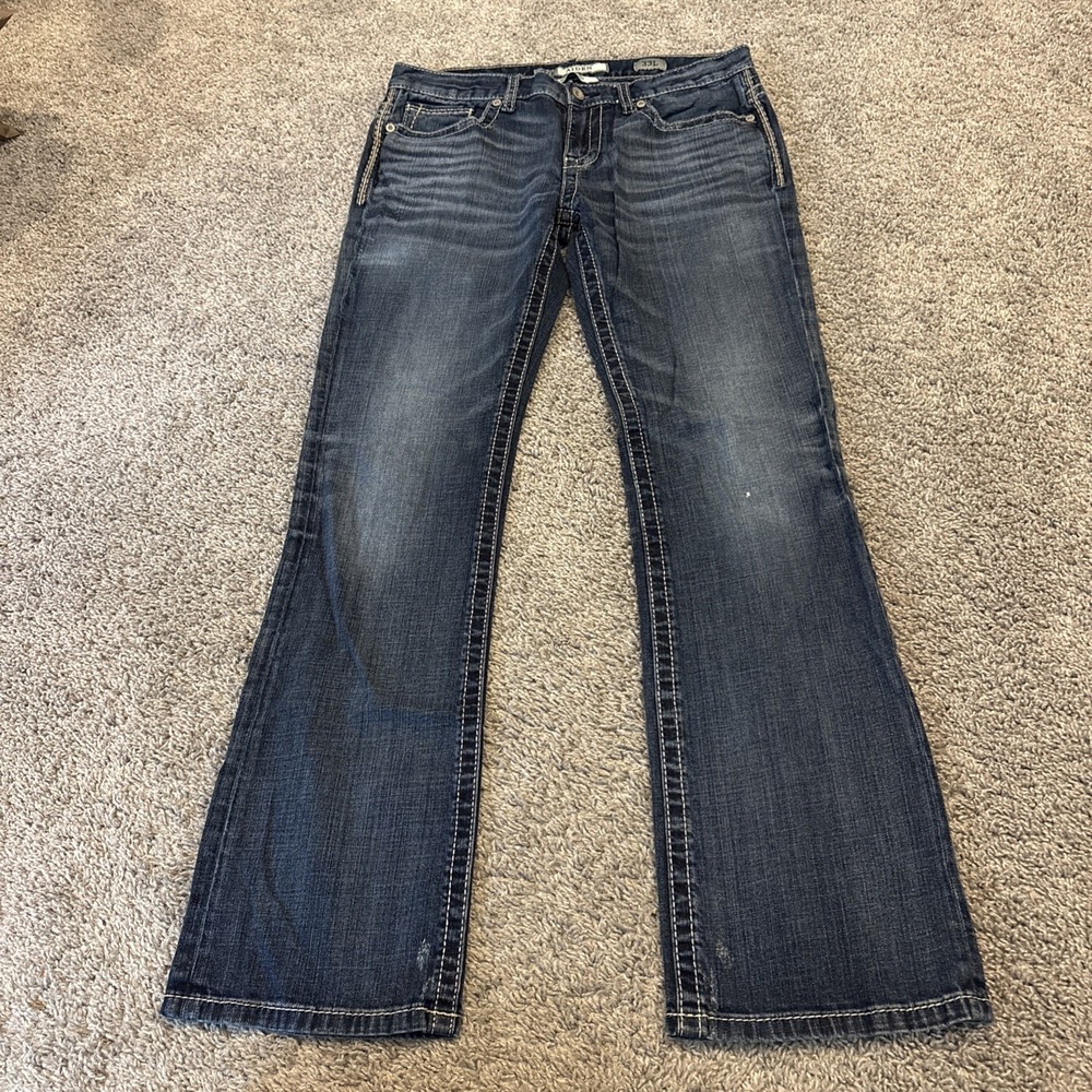 Buckle Jeans Mens 33x34 Blue BKE Aiden Bootcut Denim Mid Rise Rockabilly Whisker